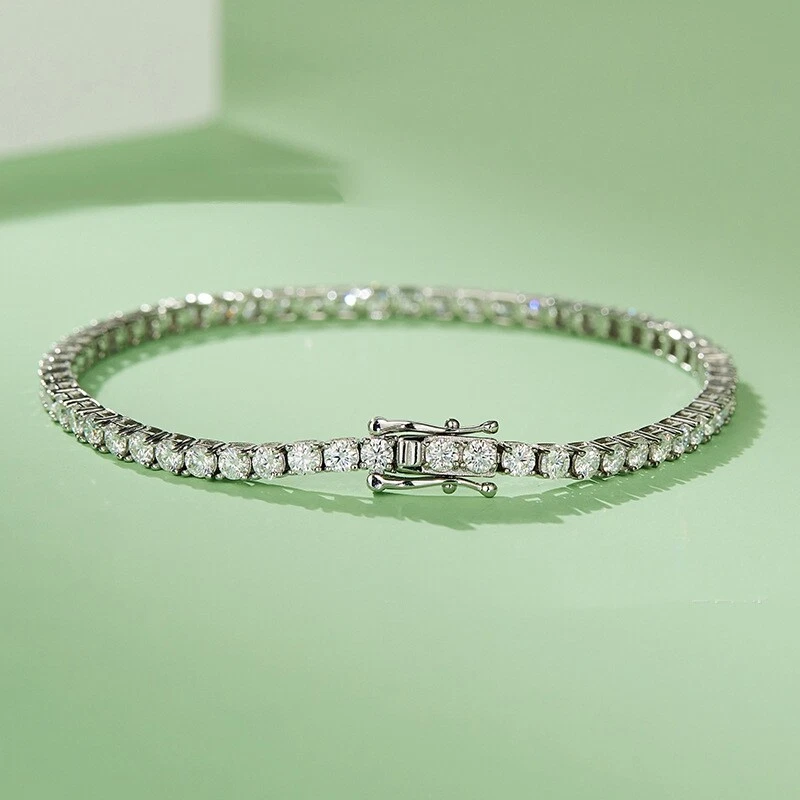 Pulsera tenis cadena cuentas cristal SWAROVSKI 18 cm oro blanco 18k gf hecha con Foto 2 de 4