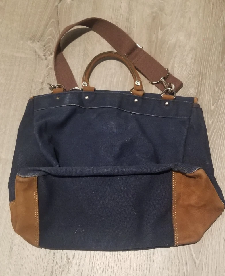 GAP VTG Canvas Suede Leather Messenger Satchel Shoulder Bag School EDC Travel - Image 4 of 4