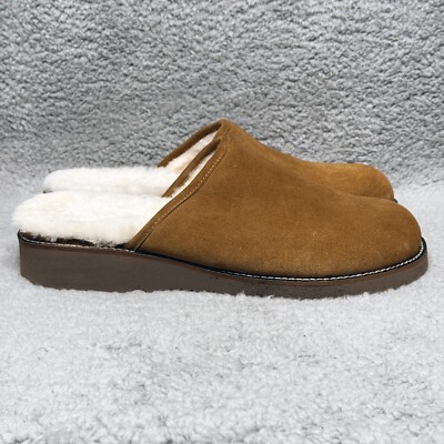 Simple Cloud 9 Mens Size 10 Slip On Mule Clogs Shoes Brown Suede Sheep Fur