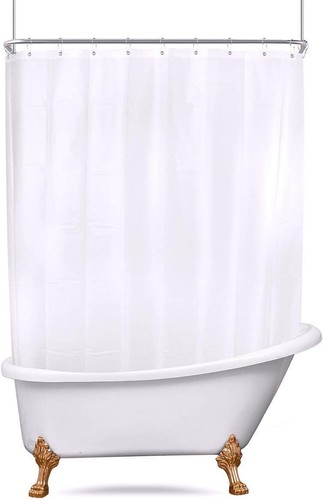 Extra Wide Clawfoot Tub Shower Curtain Liner - Vintage White Fabric 180x70 - Picture 5 of 8
