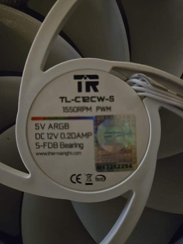 Thermalright TL-C12CW-S CPU Fan 120mm White ARGB Case Cooler 4pin Open Box