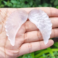2.3" A Pair Natural Selenite Wings Carved Quartz Crystal Skull Reiki Gift US