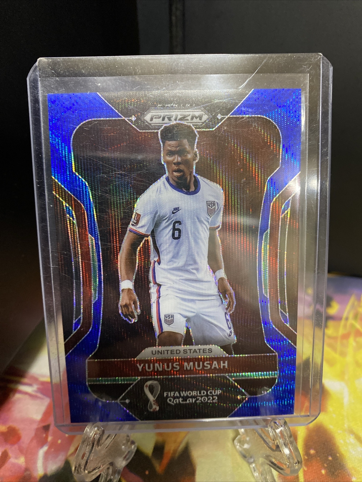 2022 Prizm World Cup Yunus Musah Blue Wave Prizm /199 #210 USA
