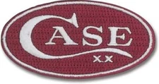 CASE XX OVAL PATCH - RED BACKGROUND with WHITE LETTERING #1031 - 3 1/4" x 1 1/2"