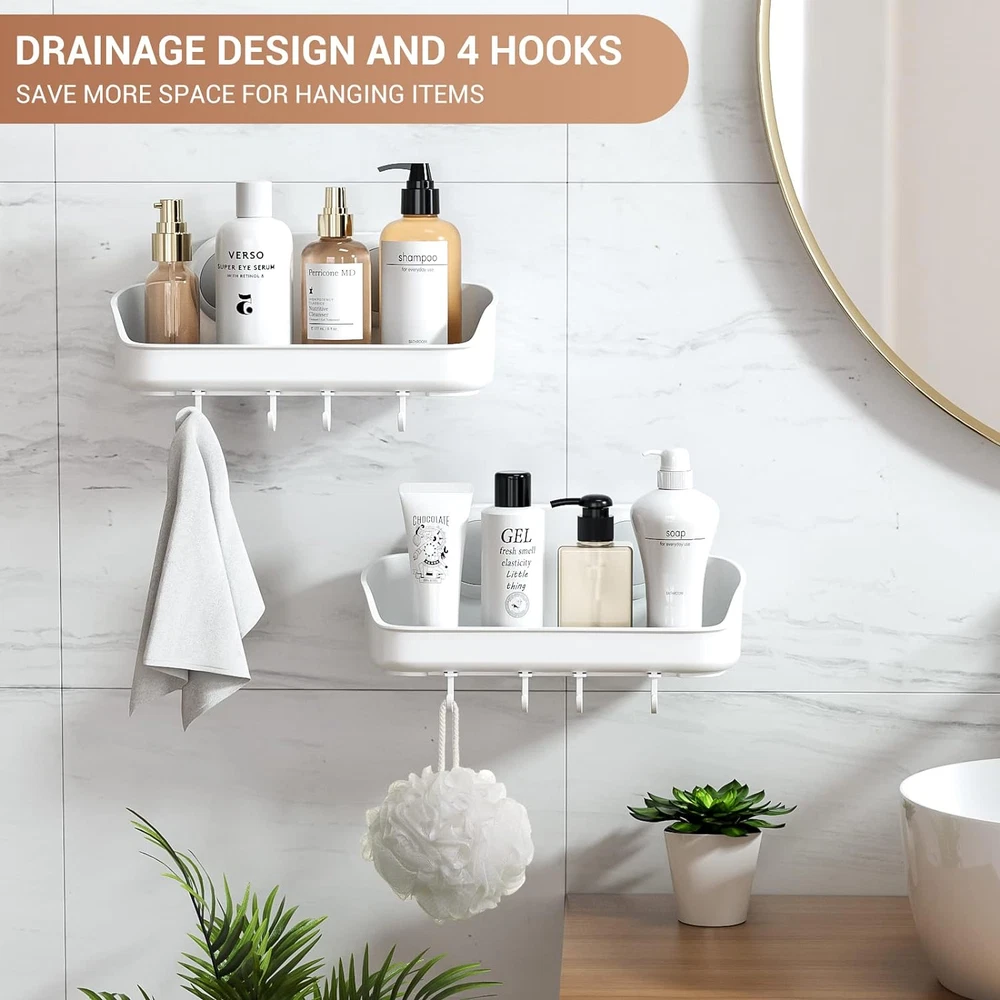 Shower Caddy Suction Cup No-Drilling Removable Bathroom Shower Shelf Powerful Sh