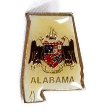 Alabama Coat Of Arms Seal Pinback Lapel Pin Confederate Union Jack Castile Fleur