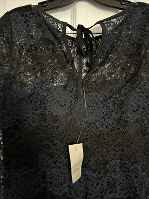 chinese dress ladies Ann Taylor Loft Navy with Lace Overlay Shift Dress- Size 10