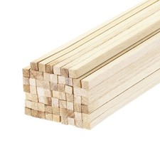 20pcs, Square Wooden Sticks 10"x5/64"x5/64" Dowel Rod Unfinished Hardwood