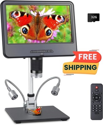 Microscopio LCD IPS de 10,1'' con soporte ajustable y tarjeta TF de 32 GB, NEW US