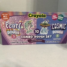 10 Tubs - Crayola Combo Dough Set - 5 Pearl & 5 Cosmic - Nontoxic