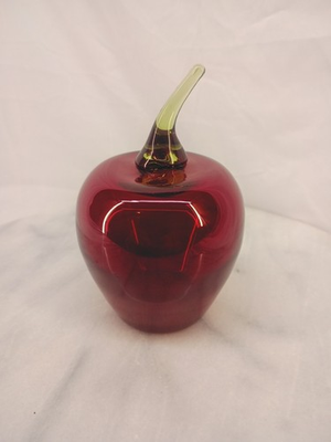 #ad #ad Beautiful Vintage Viking? Art Glass Red Pepper Or Apple w Green Stem 4.5” $19.50