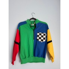 Vintage 90s Mureli Colorblock Quarter Zip Sweatshirt Checkered Pocket Size S