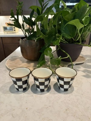 Mackenzie Childs Courtly Check Herb Pots Set of 3