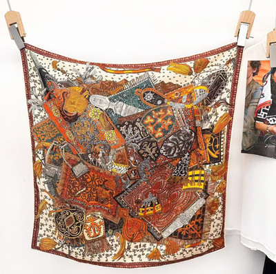 75% Cashmere 25% Silk Bandana 26'' Scarf Red flower Print Neckerchief Shawl Wrap