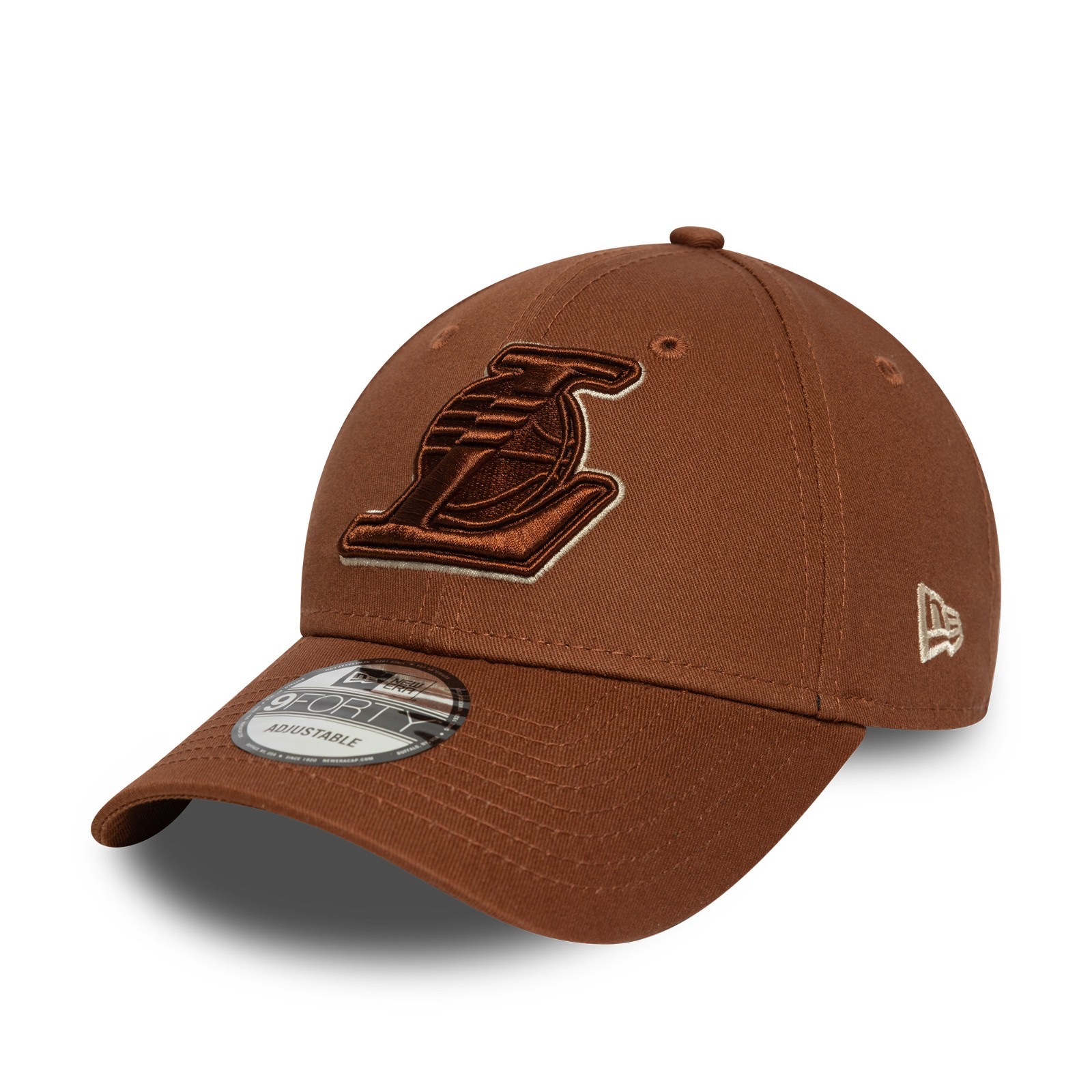 NEW ERA LA LAKERS BASEBALL CAP.9FORTY NBA TEAM OUTLINE BROWN STRAPBACK HAT W25