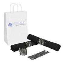50 Black and Silver Rhinestone Napkin Rings - 8 Row Reusable Fasteners