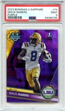 MALIK NABERS RC 2023 BOWMAN U CHROME SAPPHIRE PURPLE ROOKIE SP 7/10 PSA 9 MINT
