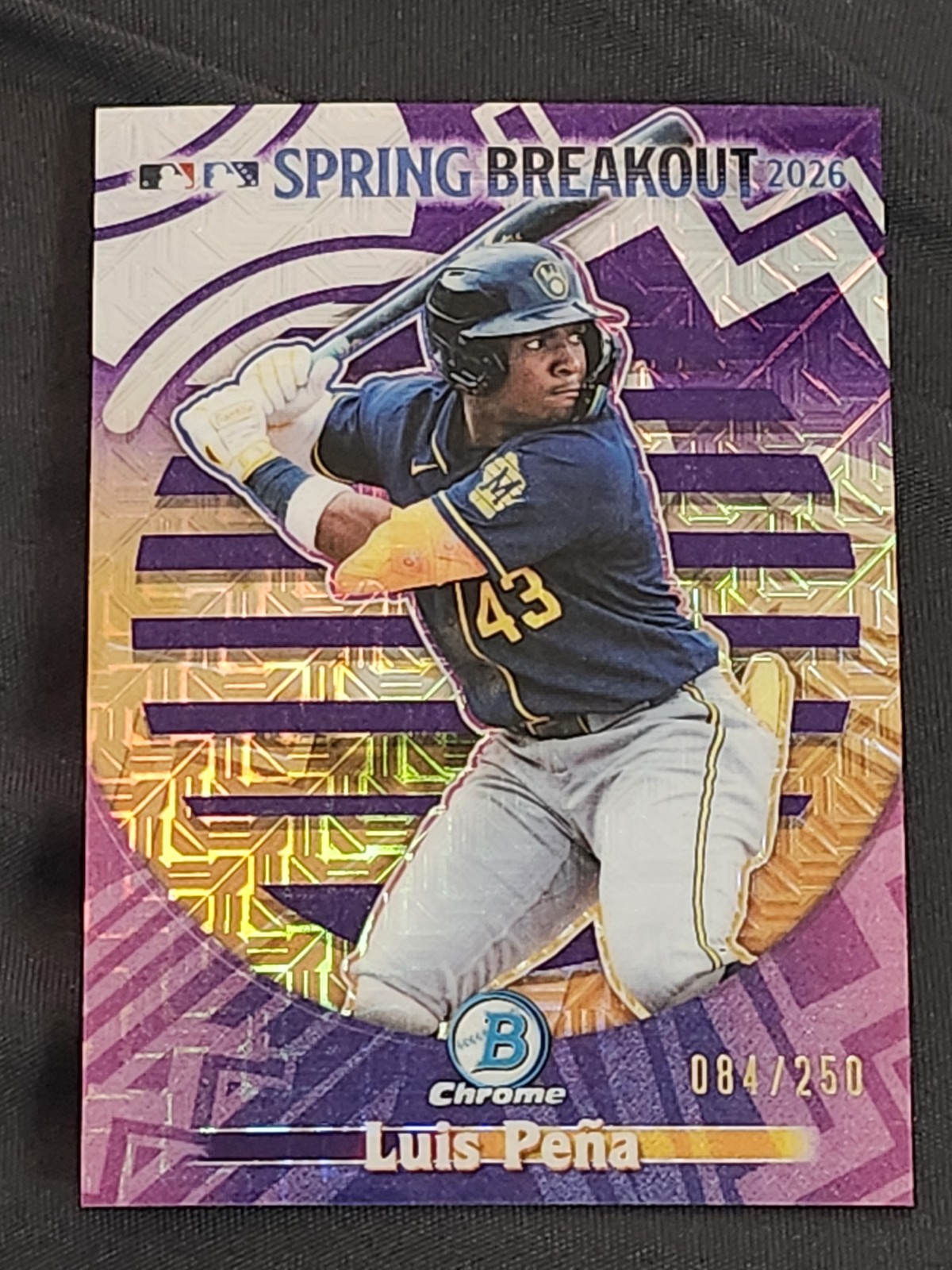 2026 Bowman Chrome Luis Pena #SB-19 Spring Breakout Purple Mojo Refractor /250