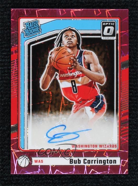 2024 Donruss Optic Pink Velocity Prizm 36/79 Bub Carrington #311 Rookie Auto RC