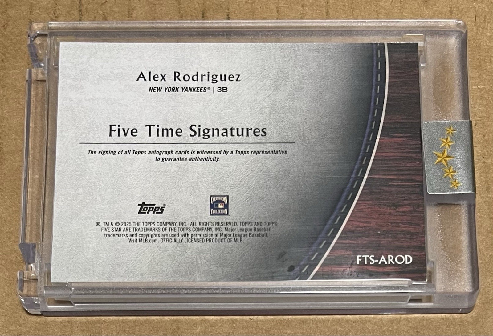 Alex Rodriguez 2025 Topps Five Star Five Time Signatures AUTO #1/1 Yankees RARE view 2