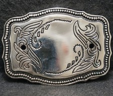 XD21173 VINTAGE 1970s   FLORAL ARTWORK   NATURE UNISEX GOLDTONE BELT BUCKLE