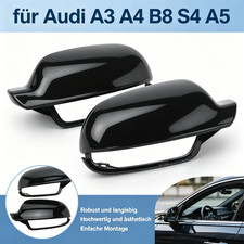 Für Audi A3 A4 B8 S4 A5 Schwarz Gehäuse Außenspiegel Rückspiegel Spiegelkappen