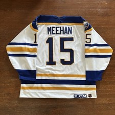 Vintage 1980s Gerry Meehan Buffalo Sabres Authentic Captain Auto Jersey Size 52