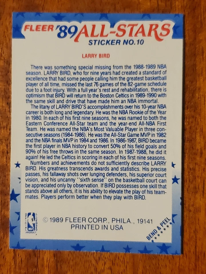 1989-90 FLEER COMPLETE STICKER SET 1-11 (JORDAN) PACK FRESH BEAUTIFUL - Image 4 of 4