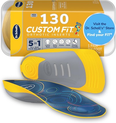 Dr. Scholl s Custom Fit Orthotics 3/4 Length Inserts CF 130, 5-in-1 Yellow 