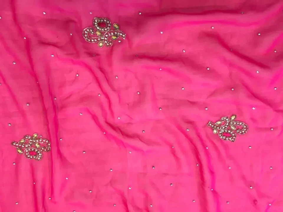 Шарф Georgette Dupatta винтажный индийский вышитый длинный украденный для женщины LD7215 - Изображение 3 из 4