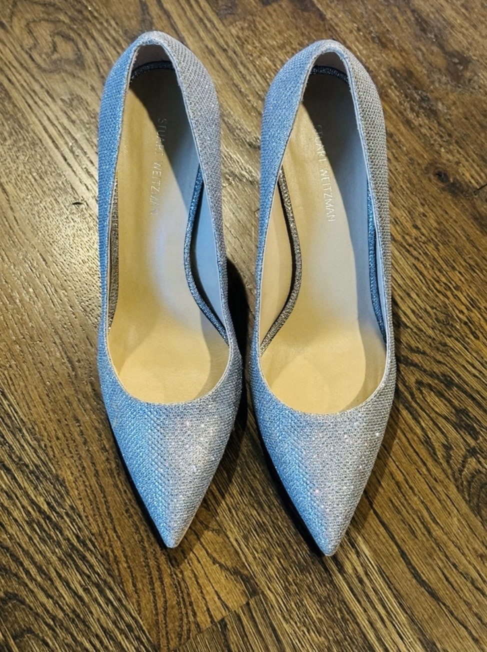 Stuart Weitzman Silver Sparkle Pointed ToeMetalli… - image 2