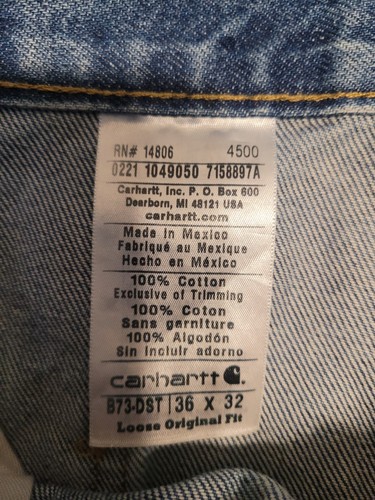Jeans Carhartt blu uomo taglia 36x32 doppio ginocchio larghi pantaloni carpentiere vintage - Foto 10 di 11