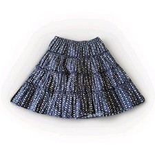 Hanna Anderson Tiered Skirt Flowers Size 120 Girls 6/7 Navy Blue Boho Cowgirl
