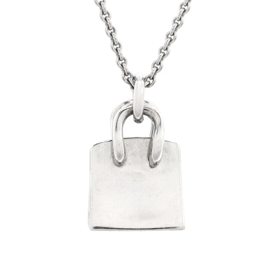 Collar Colgante Amuleto Hermes Birkin Oro Blanco 18K y Diamantes Foto 3 de 3