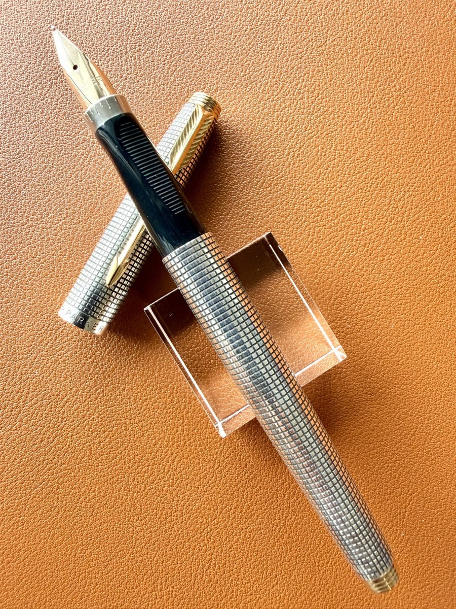 Vintage PARKER 75 Sterling Silver Fountain Pen Fine Nib USA Cisele