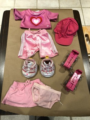 Build a Bear Girls clothing lot: top,pants,skirt,shoes,panties,skates (pink)