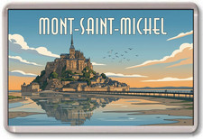 FRIDGE MAGNET - FRANCE  - Mont Saint Michel  -- Large - Art Deco Vintage Style