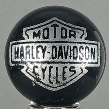 Vintage Harley Davidson Motorcycles Silver on Black Marble