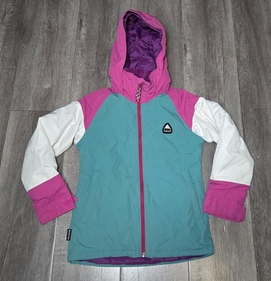 Burton Hart Snowboard Jacket, Youth Girls' Pink / White / Blue Size XS 5/6