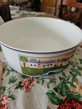 VILLEROY & BOCH DESIGN NAIF Germany Serving Bowl 9" Folk Art Country Scene 