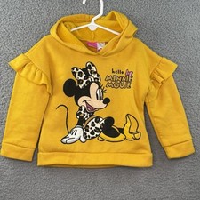 Disney Junior Minnie Mouse Pullover Hoodie Yellow Ruffle Sleeves Size 5 Graphic