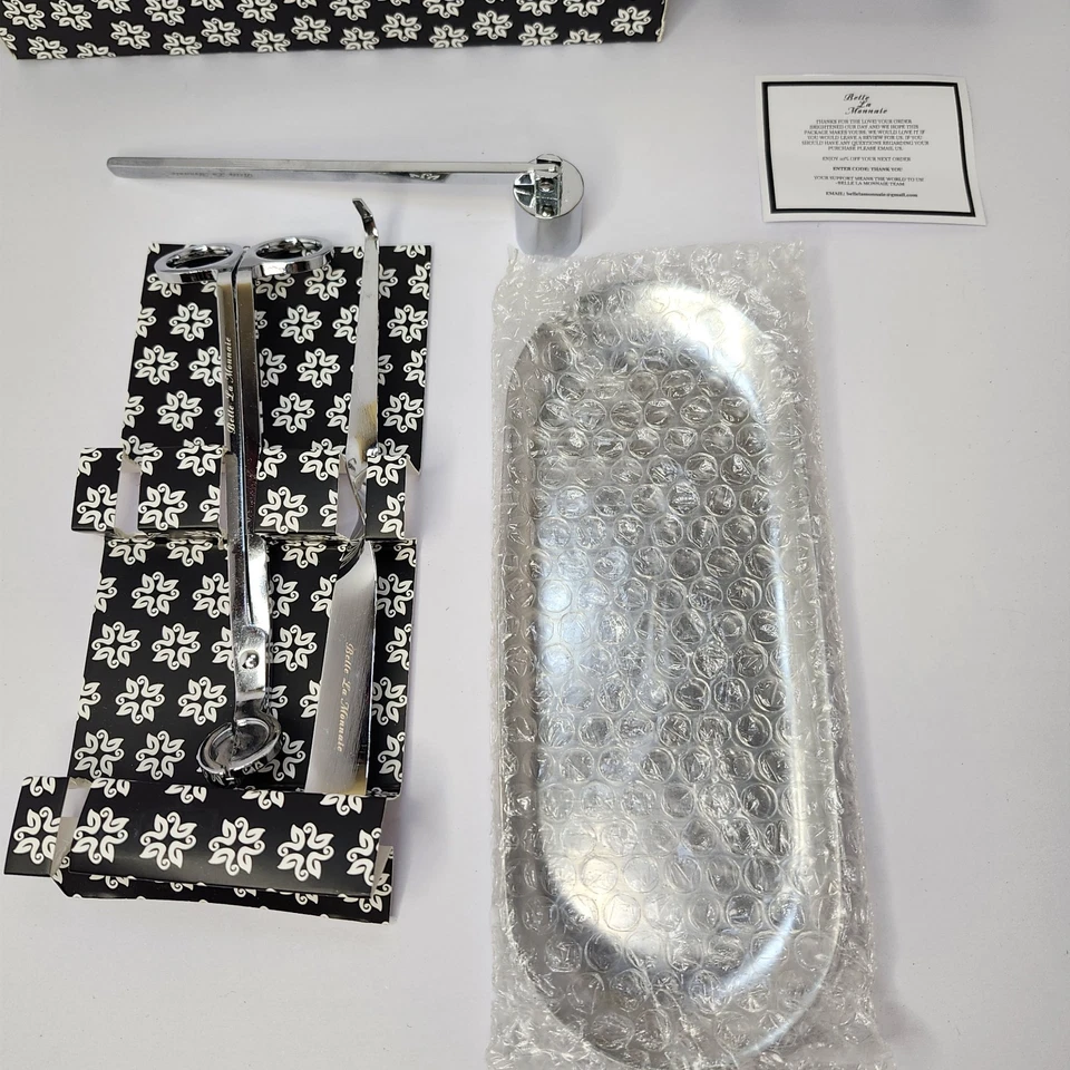 Набор аксессуаров для свечей Belle Collection серебристый триммер, нюхательный аппарат, ковш, поднос - Изображение 3 из 4