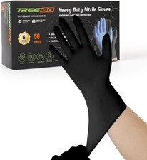 6 Mil Black Nitrile Gloves Large   Heavy Duty Disposable Latex  Powder Free, Ch