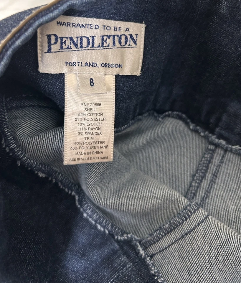 Falda midi de mezclilla Pendleton talla 8 azul recta imitación cuero ribete cintura alta Foto 3 de 4