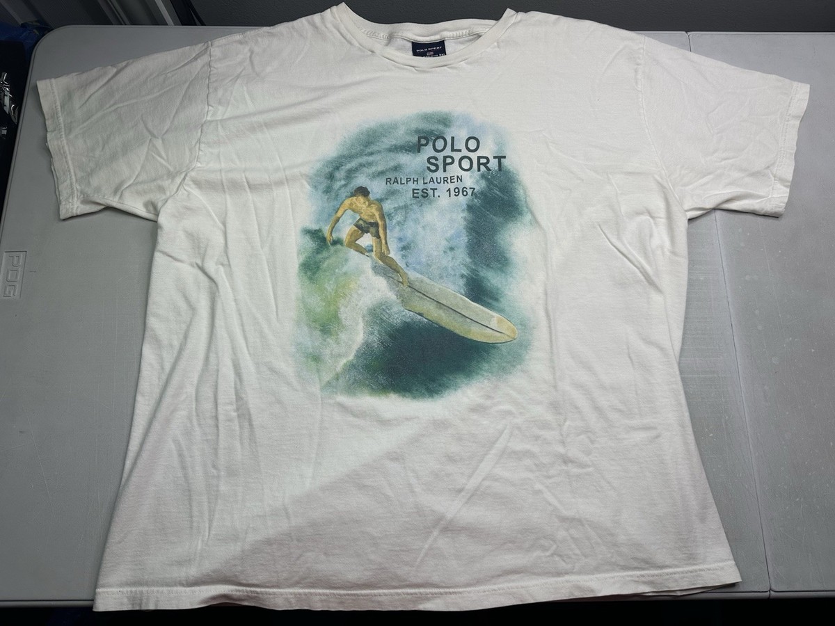 VTG 90s POLO SPORT RALPH LAUREN SURFING SPORTSMAN T-SHIRT Sz XXL