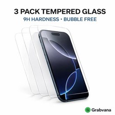 3 Pack iPhone Screen Protector Tempered Glass 9H Clear 17 16 15 14 13 Apple