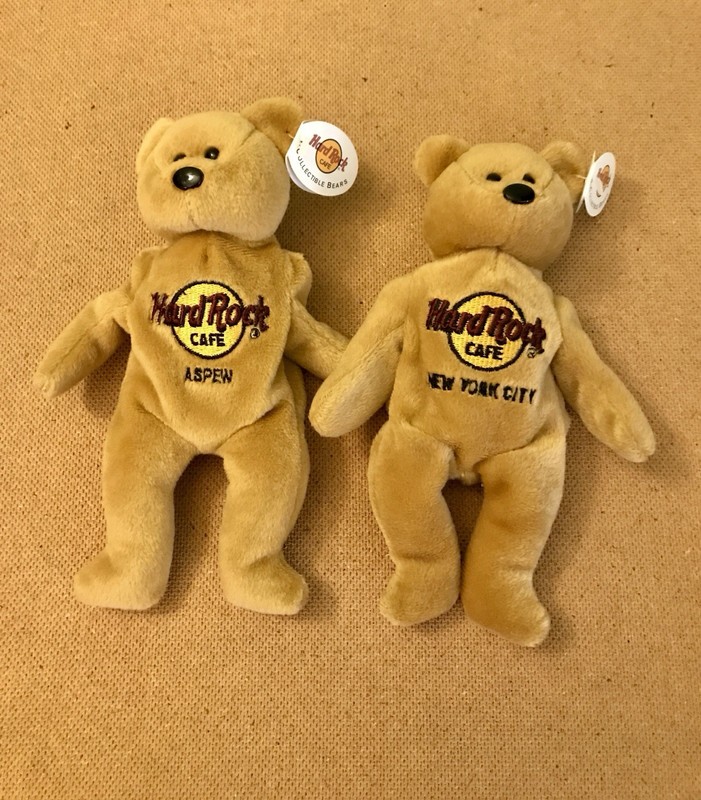 Hard Rock Collectable Bears Set of 2-New York and Aspen