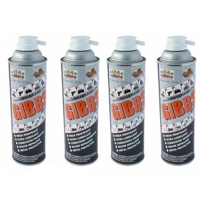 Gibbs Brand Lubricant, Penetrant, Water Repellent, 12 oz Spray Can, Set of 4