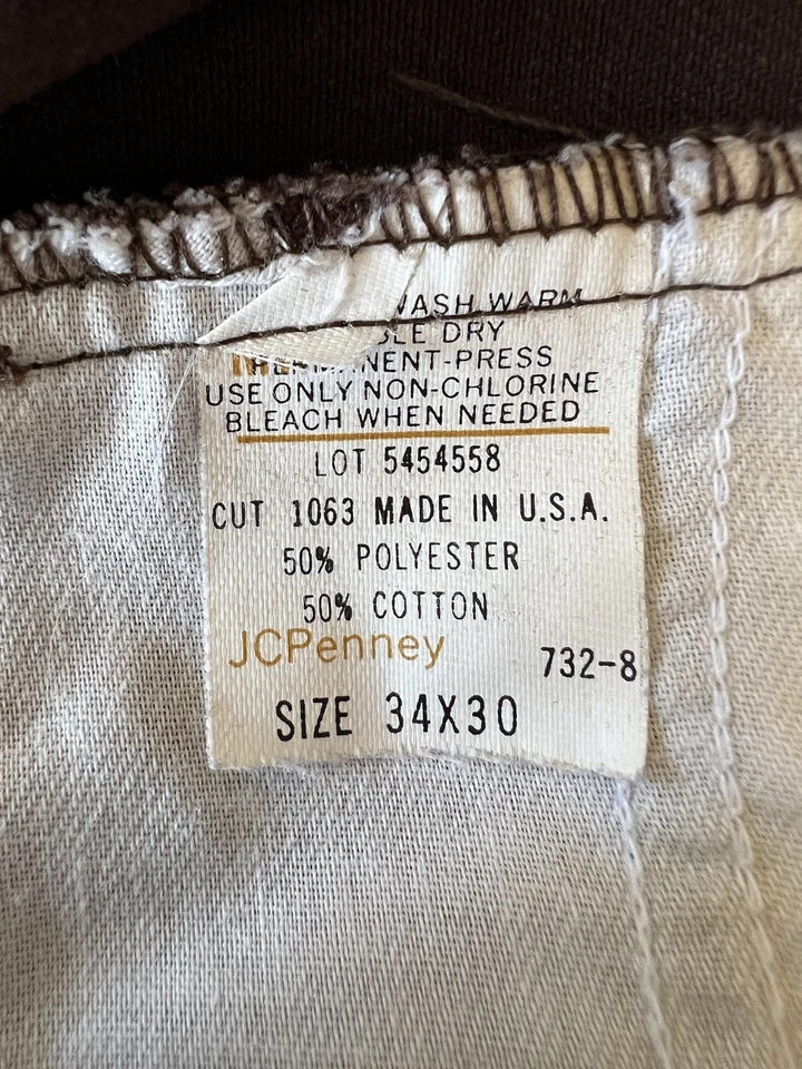 Pantalones JC Penney De Colección Bolsillos Lisos Marrón Western Acampanados Pantalones Rancho Vaquero Rodeo Foto 2 de 4