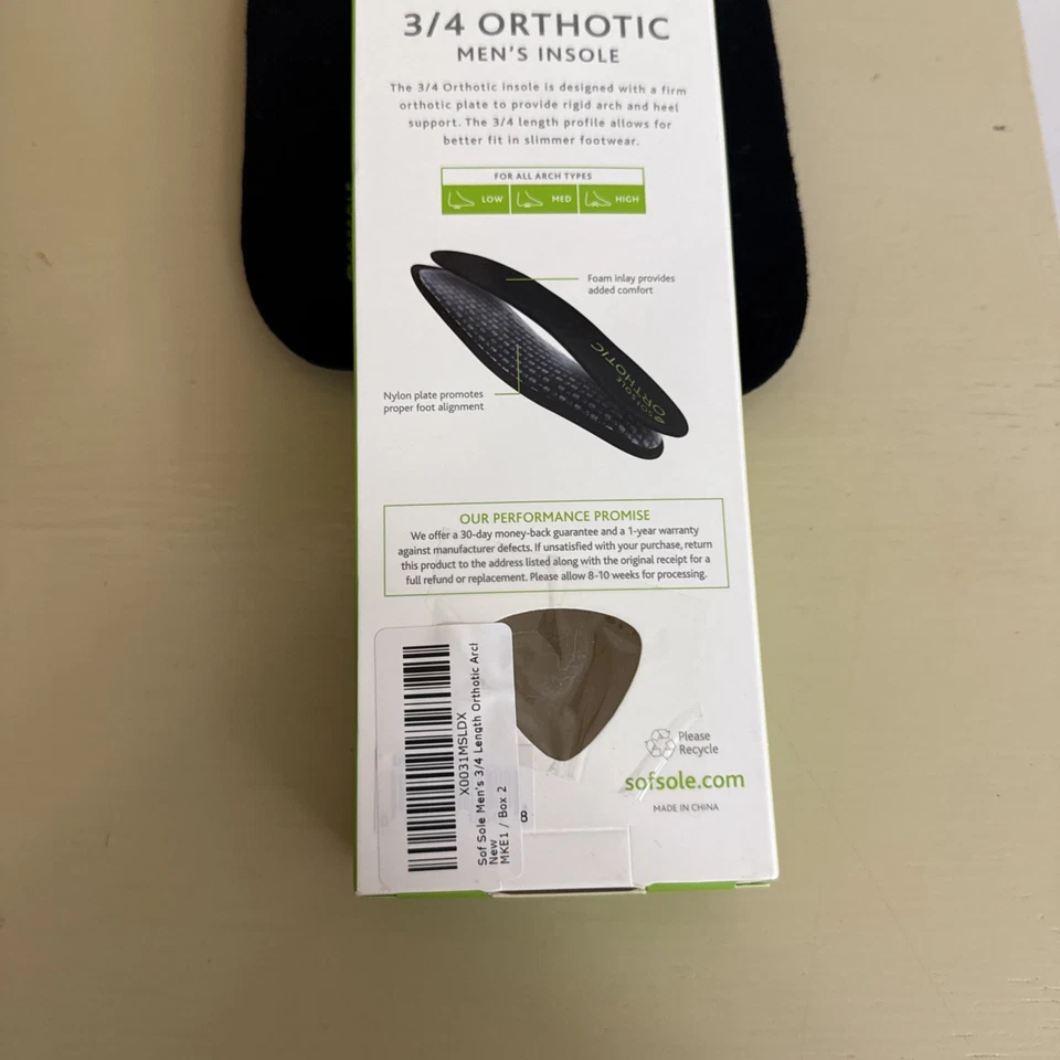 Plantilla ortopédica para hombre 3/4 suela soporte talla 11-12,5 Foto 2 de 3